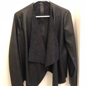Faux leather jacket cardigan
